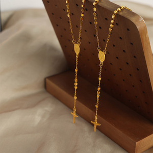 Collier de chapelet en acier inoxydable plaqué or <span class=keywords><strong>non</strong></span> ternissant NS1307, Vierge Marie, <span class=keywords><strong>Crucifix</strong></span>, Rosario, Dame de Guadalupe, Christ, chapelet en or - Product Image 5