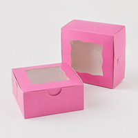 Boîte à pâtisserie rose personnalisée de qualité alimentaire en gros, boîte à gâteau jetable avec fenêtre, boîte d'emballage jetable en papier pour la pâtisserie
