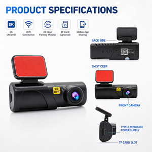 Cámara de Video para Auto con Grabación en Bucle, Visión Nocturna Inalámbrica WiFi, Sensor G, Gran Angular, 2K, Modo de Estacionamiento de 24 Horas - Product Image 2