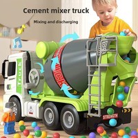 Grande camion malaxeur d'ingénierie éducatif en plastique à inertie avec fonction de déchargement, modèle de montage pour enfants HT9804