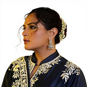 Vestido de Satén de Diseño Artesanal LC con Bordado y Hermosa Dupatta, Silueta en Línea A para un Look Festivo - Product Image 1