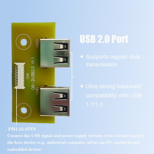 Placa de Expansión USB 2.0 de Doble Puerto (QB-2USB2.0 V1.1) - Módulo PCB de Concentrador USB de 2 Puertos con Conector de 8 Pines para Máquina Todo en Uno - Product Image 4