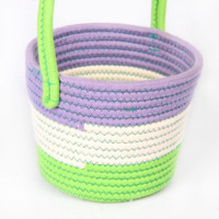 Corde de coton tissé mini panier de rangement d'articles divers organisateur de bébé jouets clés petites filles produit vert long manche