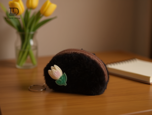 Porte-monnaie en peluche Tulip, taille mini, fermeture à fermoir, portefeuille unisexe - Product Image 2