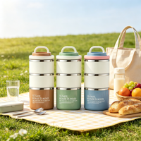 Boîte à lunch empilable en acier inoxydable à 3 étages, 1460 ml, récipient alimentaire étanche pour l'école, le travail, les voyages