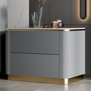 Akıllı ışık Modern İtalyan tarzı doğal gece standı özel başucu masa yatak odası ev başucu masa 2 çekmeceli - Product Image 6