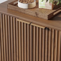 Meuble de rangement pour litière en bois, moderne, pour intérieur, avec design cannelé, table d'appoint pour chat, durable, tendance, avec fermeture magnétique, pour salon