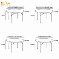 Meja Lipat Bulat Komersial PP 120 150 180cm, Meja Makan Plastik Portabel, Meja HDPE untuk Dapur, Luar Ruangan, Pesta, Pernikahan, Acara
