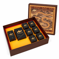 Premium Geschenkbox mit Doppeltür und Eigenem Logo, 6 Innenboxen und Holzmaserung für Tee- und Mondkuchen-Sets