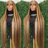 Peluca frontal completa de encaje HD 13x6 de cabello humano virgen natural brasileño liso sin pegamento para mujeres negras, de longitud larga, al por mayor