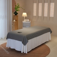 Housse de table de massage extra douce gris foncé avec trou pour le visage pour table de soin SPA
