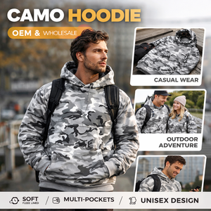 Fabricantes de Ropa Personalizada, Sudadera al por Mayor, Ropa Casual de Calle, Sudadera con Capucha de Forro Polar, Sudadera con Capucha de Manga Larga con Estampado de Camuflaje - Product Image 3