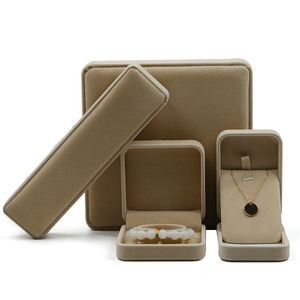 Square Beige Custom Luxury <b>Ring</b> Jewellery Gift <b>Box</b> Cream Velvet Storage Necklace Packaging for Jewellery <b>Box</b> - Product Image 3