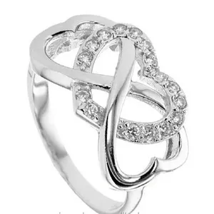 Cubic Zirconia Two in One Infinity Double Heart Ring(PES6-119)