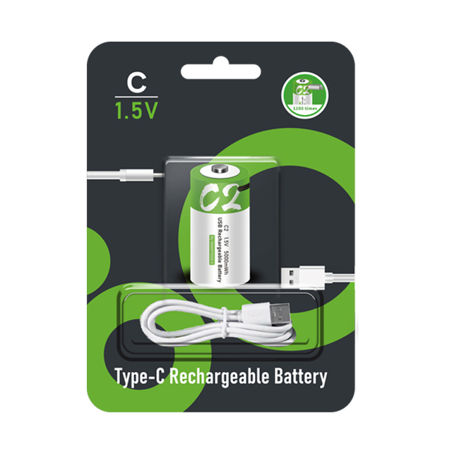 Logo Brand Custom Rechargeable D Battery 1.5V Type-C USB Charging Port 5000mWh 1200 Cycles Li-ion Lithium Batteries