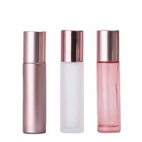Nouvelles Bouteilles en Verre Roll-On Or Rose/Rose de 5ml et 10ml avec Bouchon à Vis et Sérigraphie – Récipients Vides pour Huiles Essentielles