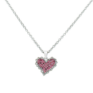 Collar con colgante de acero inoxidable en forma de corazón con diamantes de imitación rosas para mujer, regalo - Product Image 5