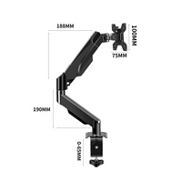 Bras de moniteur simple en acier laminé à froid robuste, 360° °   Support de bureau réglable en hauteur et rotatif, installation par pince ou perçage