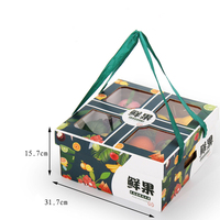Boîte-cadeau ondulée transparente en PVC pour fruits, raisins et pommes, boîte d'emballage portable et épaissie avec couverture ciel et terre
