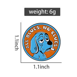 Pin de Esmalte ALL BLUES NO <span class=keywords><strong>CLUES</strong></span>, Broche de Perro Azul Triste Fumando, Insignia para Mochila, Joyería al por Mayor - Product Image 6