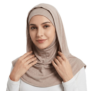 Hiyab de Algodón Mercerizado de Alta Calidad para Mujer, Color Sólido, con Capucha, Protección Solar, Estilo Musulmán de Oriente Medio - Product Image 2