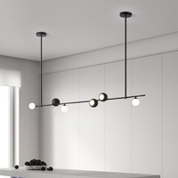 Lustre de table à thé moderne et créatif, suspension simple avec ampoules en verre longues, lampe de plafond
