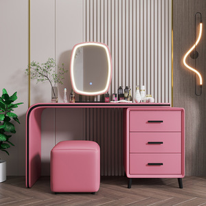 <b>Simple</b> Modern Makeup Dressing Table Compact Vanity <b>Desk</b> With Mirror Storage For Small Bedroom Apartment Home Decor - Product Image 1