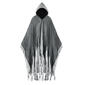 Hsx Cape d'Halloween noire effilochée à capuche, taille unique, pour accessoires de fête - Product Image 2