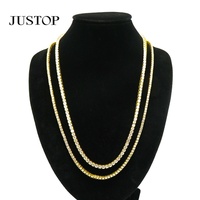 Chaîne à maillons géométriques en laiton et zircon de 3 mm, 4 mm, 5 mm, collier ras du cou tendance unisexe style hip-hop, plaqué or et rhodium, respectueux de l'environnement