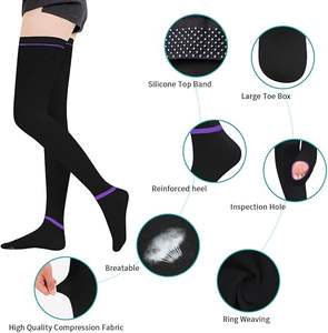 공장 가격 블랙 베이지 화이트 그라데이션 항혈전 15-20mmHg 허벅지 높이 압박 스타킹 양말 검사 구멍 포함 - Product Image 2