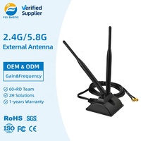 Antena de Doble Banda de 2.4GHz y 5GHz con Base Magnética, Alta Ganancia, Omnidireccional, RP-S M A Macho para Tarjeta WiFi PCI-E, Adaptador USB