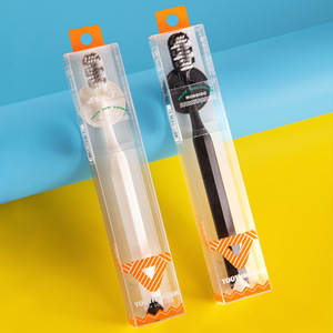 แปรงสีฟันแบบธรรมดา ขนแปรงนุ่ม สีดำขาว พร้อมที่แขวนสำหรับผู้ใหญ่ - Product Image 4