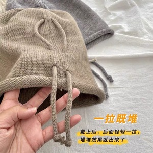 Chapeau tricoté surdimensionné de style coréen pour femmes, chapeau chaud d'hiver avec rabats pour les oreilles, bonnet de ski pliable, respirant et protecteur - Product Image 3