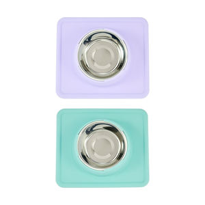 Eco-Friendly Durable Stainless Steel <b>Dog</b> <b>Bowls</b> with Solid Pattern Non-Spill Non-Skid Silicone Mat for Pet Feeding - Product Image 4