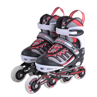 Patins à roulettes en ligne d'extérieur avec empeigne en maille TPU, semelle extérieure en PP adhésive, cadre en alliage d'aluminium réglable avec LED, pour enfants et adultes