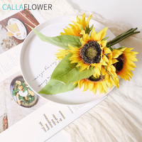 YC1038 Cadeau de remise de diplôme, bouquet de cinq têtes de tournesol, fleurs artificielles à vendre