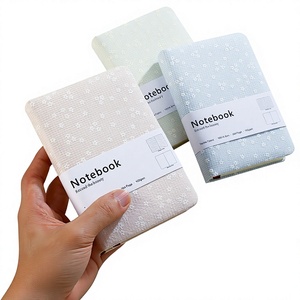 Cuaderno portátil de tela con puntos florales A6, diario/agenda/planeador pequeño en blanco <span class=keywords><strong>y</strong></span> rayado, regalo - Product Image 1