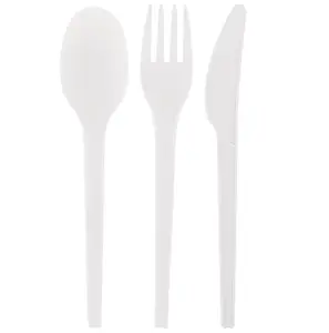 Food Grade Eco Friendly Degradable Portable Disposable Plastic Cutlery Set PLA Knife Fork Spoon For Lunch