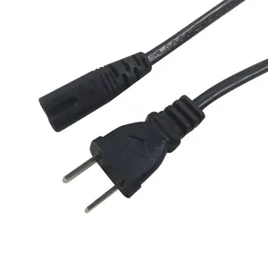 American 18AWG Cable de alimentación polarizado de 2 ranuras C7 a NEMA Cable de alimentación 2 pin US Plug C7 Conector AC Fuente de alimentación Cable adaptador Cable