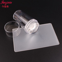 Kit de tampons à ongles cylindriques en acrylique 2 pièces pour French Manucure, avec tampons de remplacement et grattoirs, pour impression d'art d'ongles, usage domestique et professionnel DIY