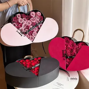 Ngày valentine tình yêu hoa hộp hình trái tim kim loại cầm tay Hộp quà tặng