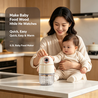 Hachoir à viande portable mini 2026 pour bébé, contrôle manuel, avec pot en verre et lames en acier inoxydable 304, pour usage domestique