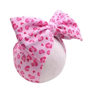 Bandeau de cheveux de saint valentin en tissu imprimé, 7 pouces, avec nœud, balles, pour bébé, accessoires pour cheveux