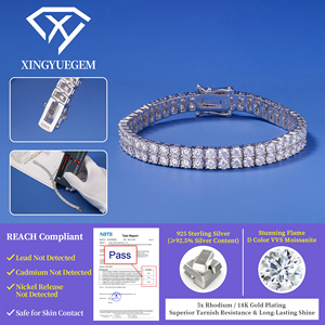 Pulsera de Lujo Hiphop con Cadena de Tenis de 2 Filas, Chapada en Rodio, Unisex, Plata 925, Engaste de Garra, Moissanita VVS, Certificación GRA - Product Image 4