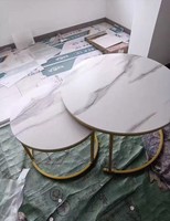 Table basse ronde rétractable haut de gamme, ensemble de tables à thé extensibles simples pour salon, salle de réception, maison de location