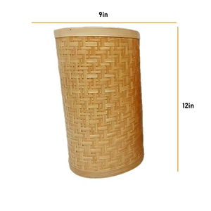 Natural Finish Handwoven Bamboo Pendant <b>Light</b> <b>Fixtures</b> | Set of 4 <b>Rustic</b> Farmhouse Hanging Lamps From India - Product Image 3