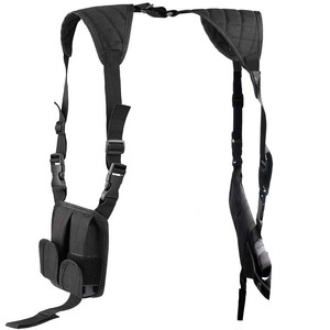 Funda táctica universal negra oculta para pistola con correa de hombro y 2 bolsillos para cargadores - Product Image 1
