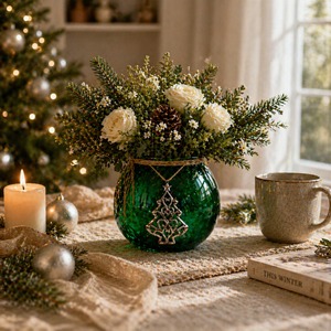 Vase en verre globe avec pendentif sapin de Noël et enroulement en ficelle pour événements festifs et décoration de <span class=keywords><strong>table</strong></span> moderne, hauteur 13 cm, en gros - Product Image 1