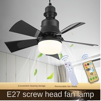 Ventilateur de plafond moderne en métal et plastique avec éclairage LED, moteur AC, télécommande, 3 vitesses, variateur d'intensité, 3 couleurs changeantes, AC85-265V, 6 pales