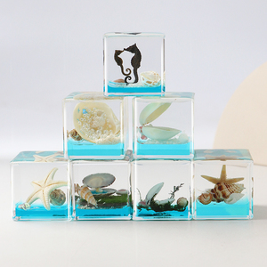 Prensapapeles de Resina Acrílica con Animales Marinos en su Interior, Cubo de 4 cm, Concha, Estrella de Mar, Caballito de Mar, Decoración, Adornos de Escritorio - Product Image 5